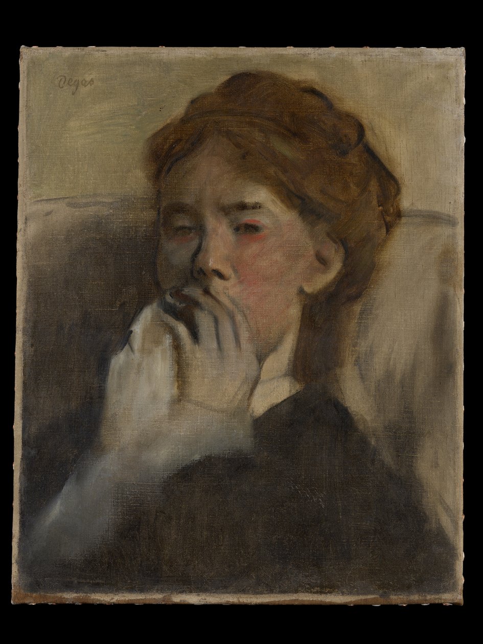 Ung kvinde med hånden over munden af Edgar Degas