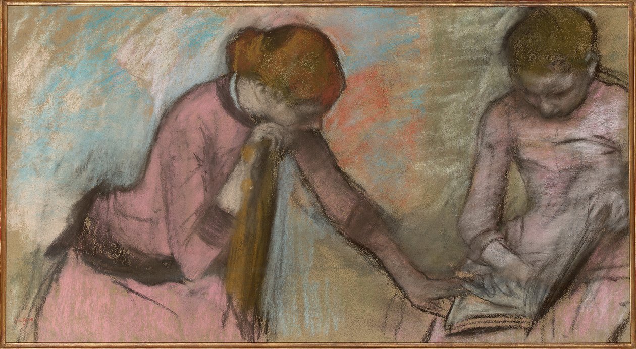 Unge piger ser på et album, ca. 1884 (pastel på papir lagt på kort) af Edgar Degas