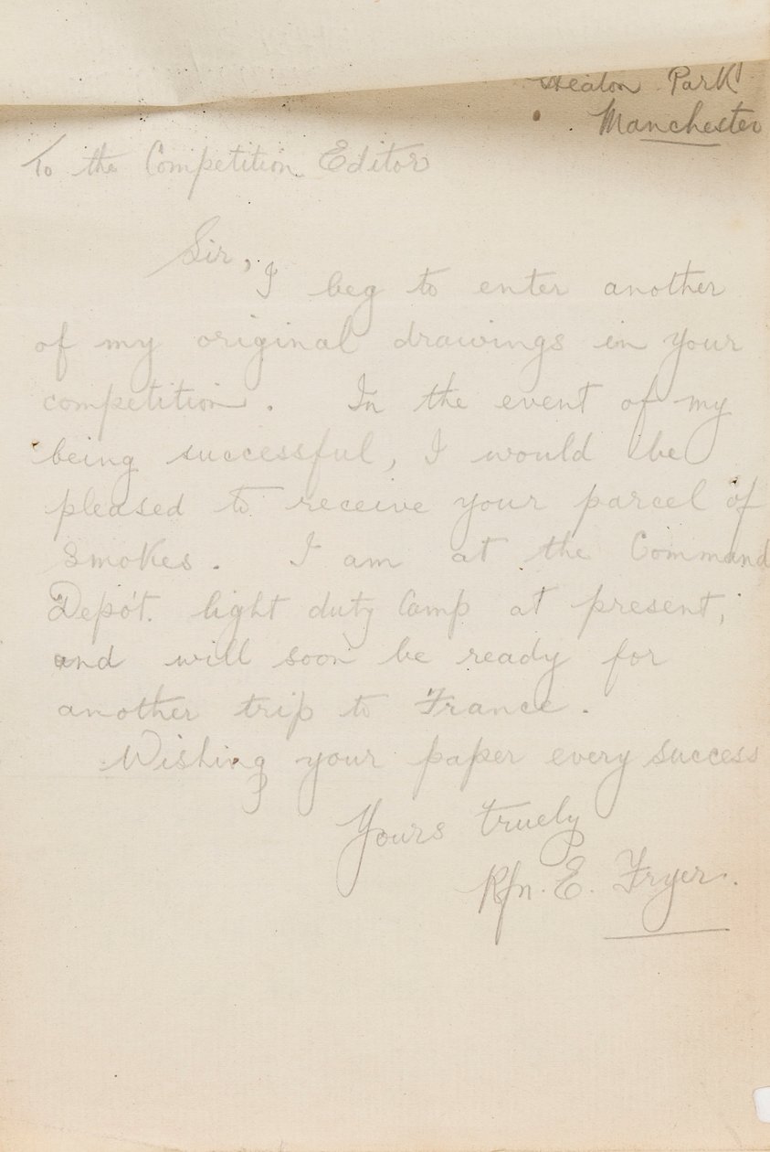 Brev til en aviskonkurrenceredaktør, 1917 af Edgar Fryer