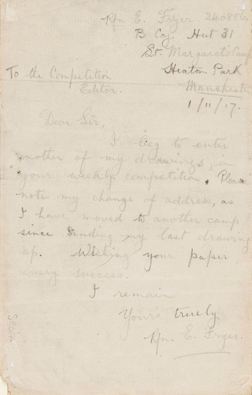 Brev til en aviskonkurrenceredaktør, 1. november 1917 af Edgar Fryer