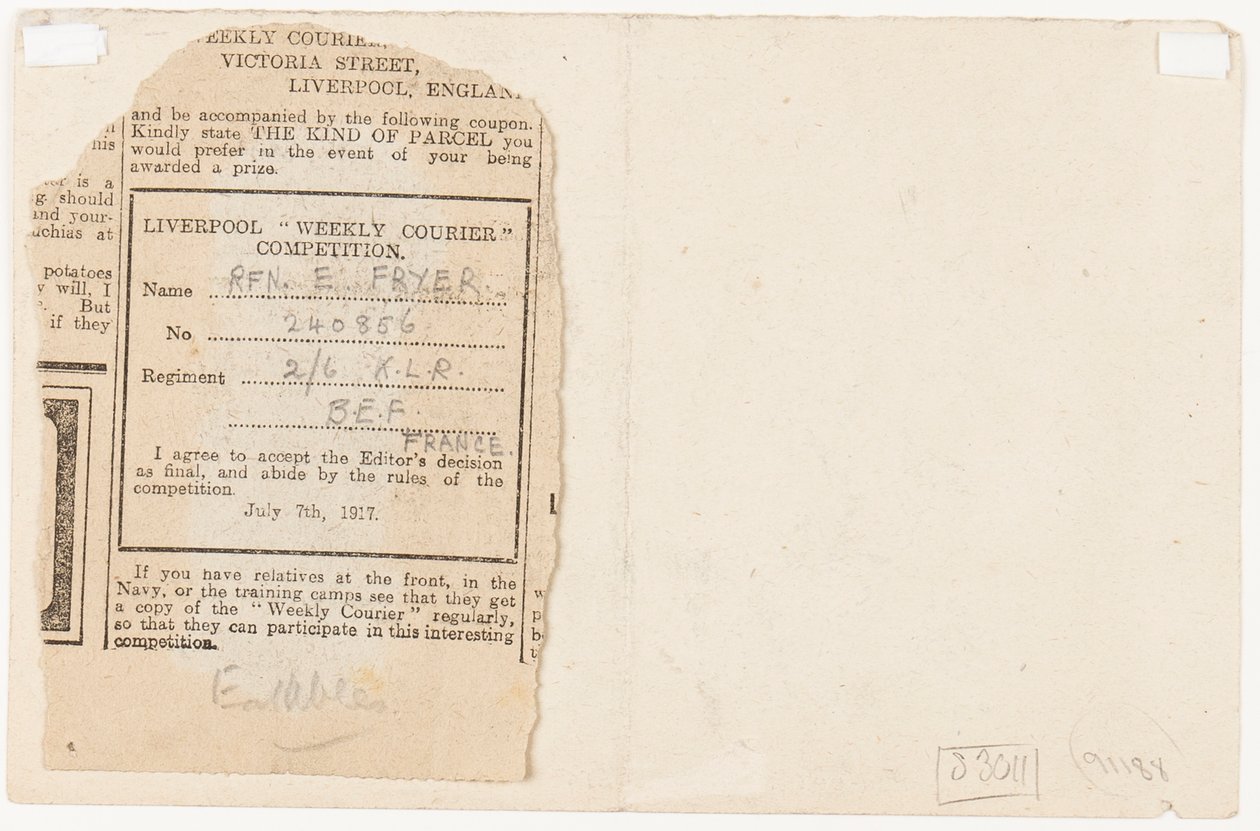 Indsendelse til en aviskonkurrenceredaktør, 1917 af Edgar Fryer
