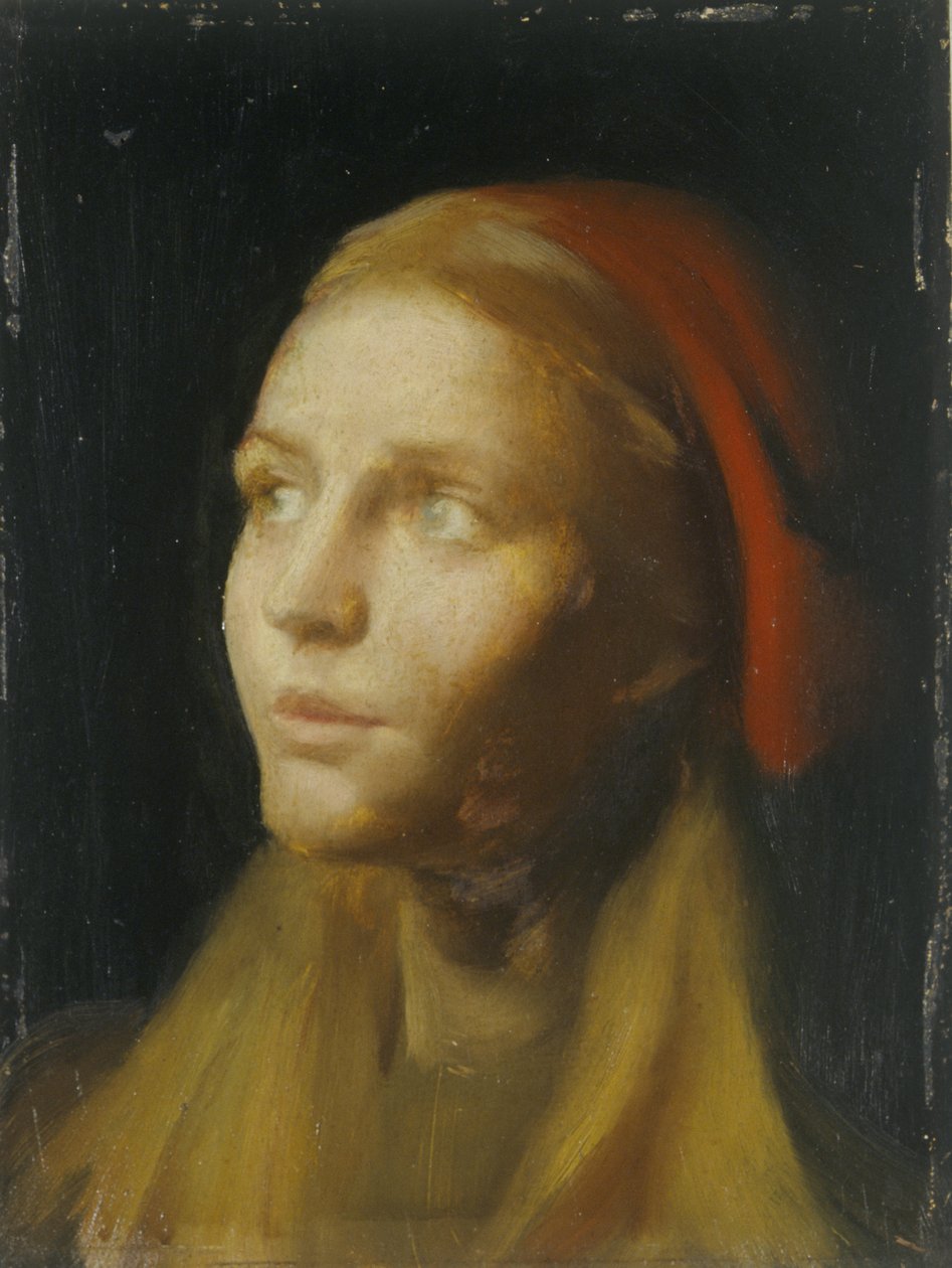 Studie af et pigehoved (olie på lærred) af Edgar Herbert Thomas