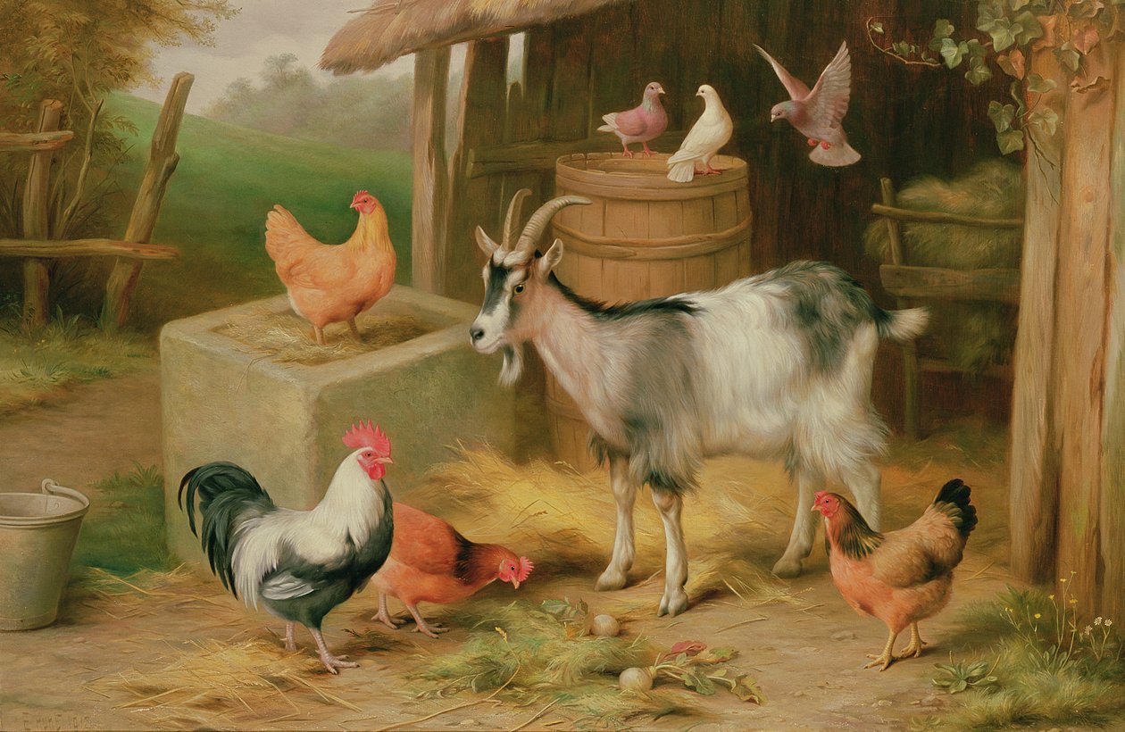 Scene fra bondegården af Edgar Hunt