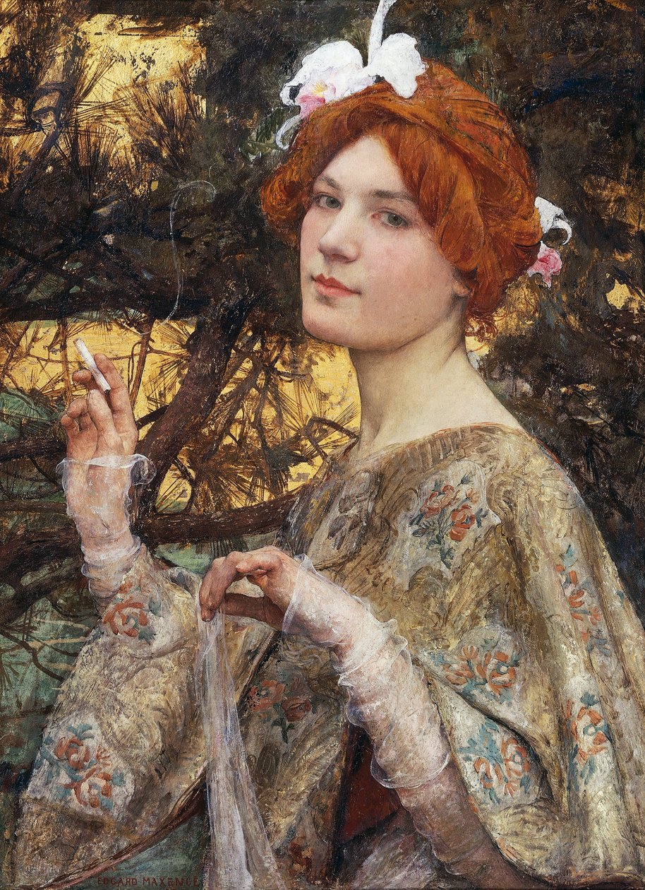 Dame med orkidé af Edgar Maxence