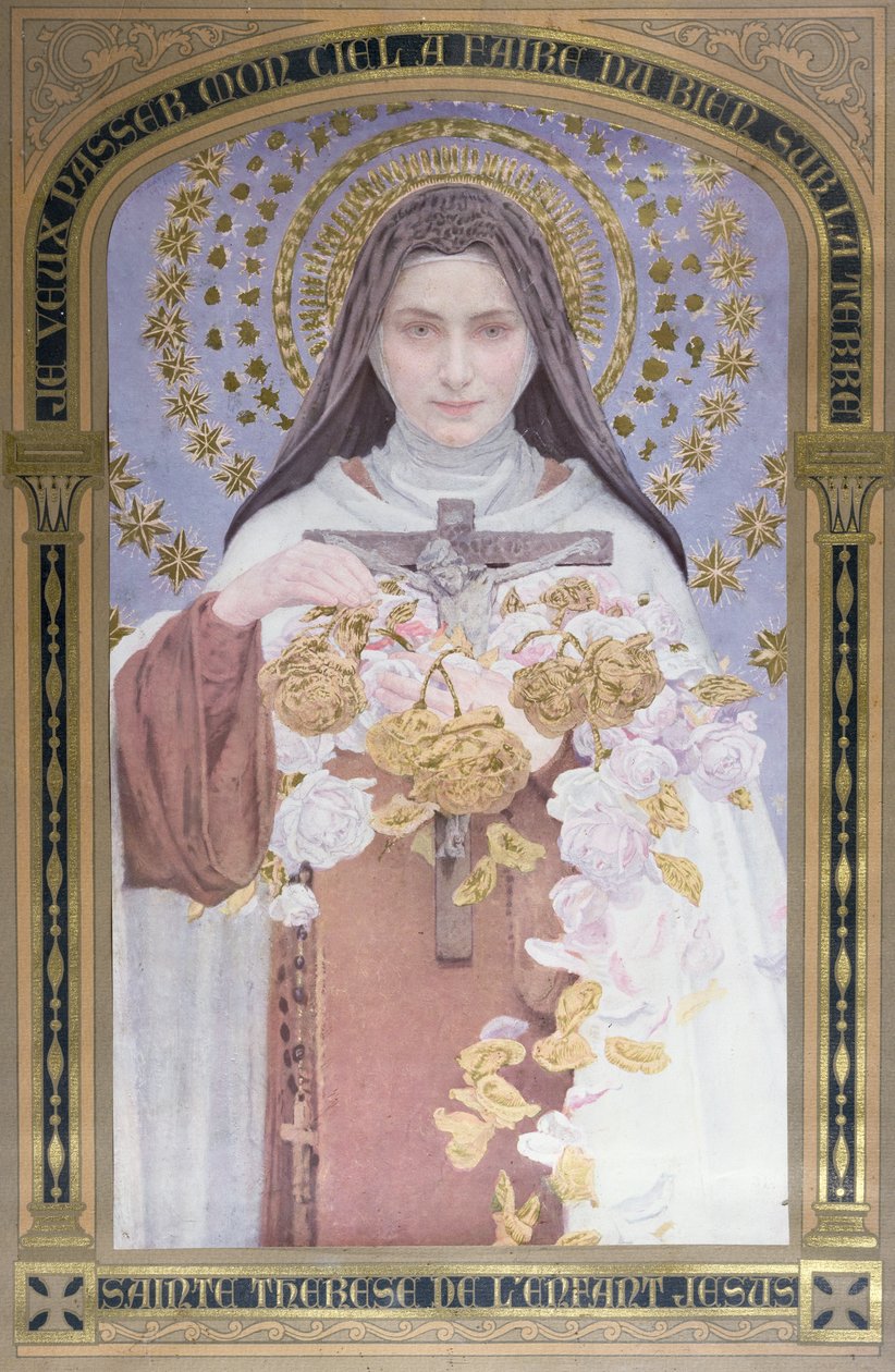 Therese af Lisieux (1873-97) 1928 (akvarel på papir) af Edgar Maxence