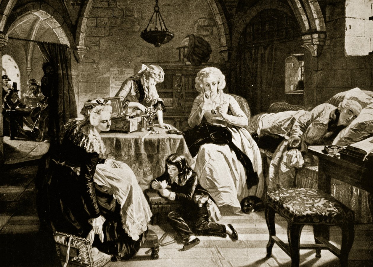 Louis XVI og hans familie i templet, illustration fra 
