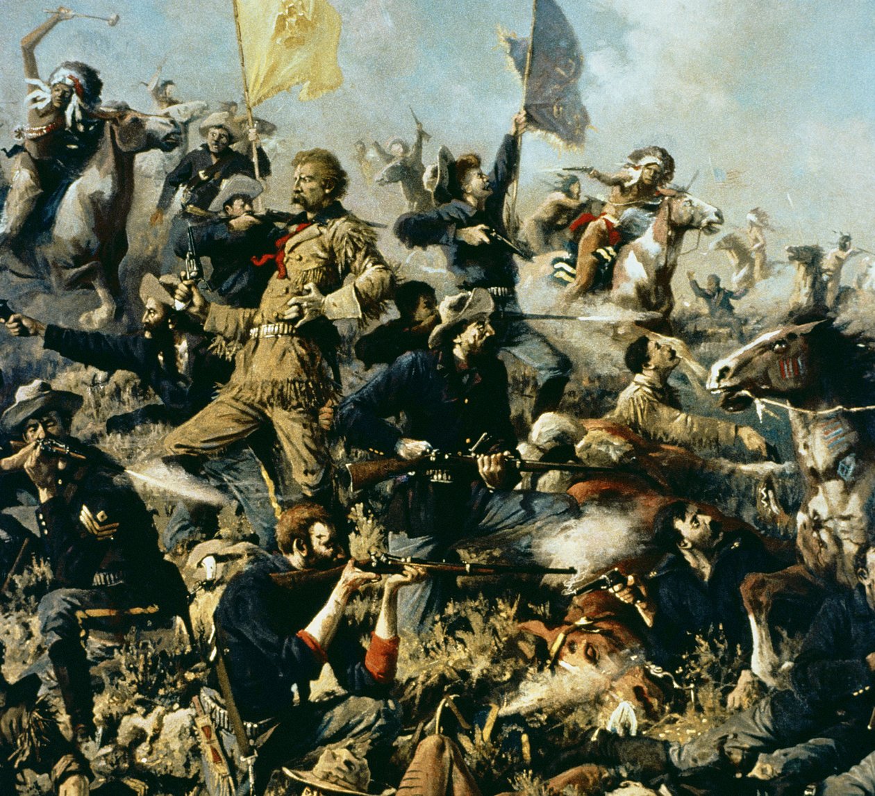 Slaget ved Little Bighorn, 25. juni 1876 (olie på lærred) (center detalje) af Edgar Samuel Paxson