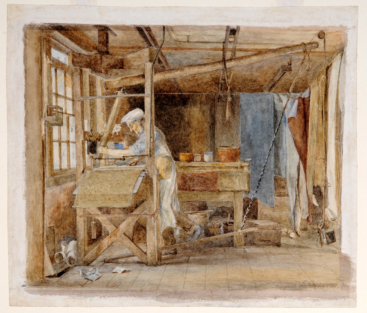 Bloktryk hos Jeffrey og Co., Liverpool Road, Islington, London, ca. 1880 (akvarel på papir) af Edith Capper
