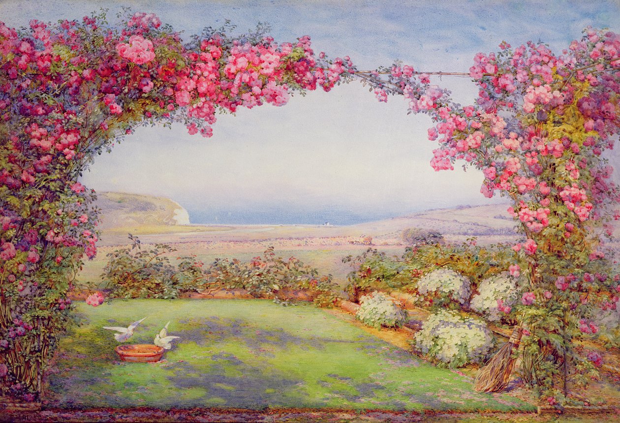 En have med en rosenbue af Edith Helena Adie