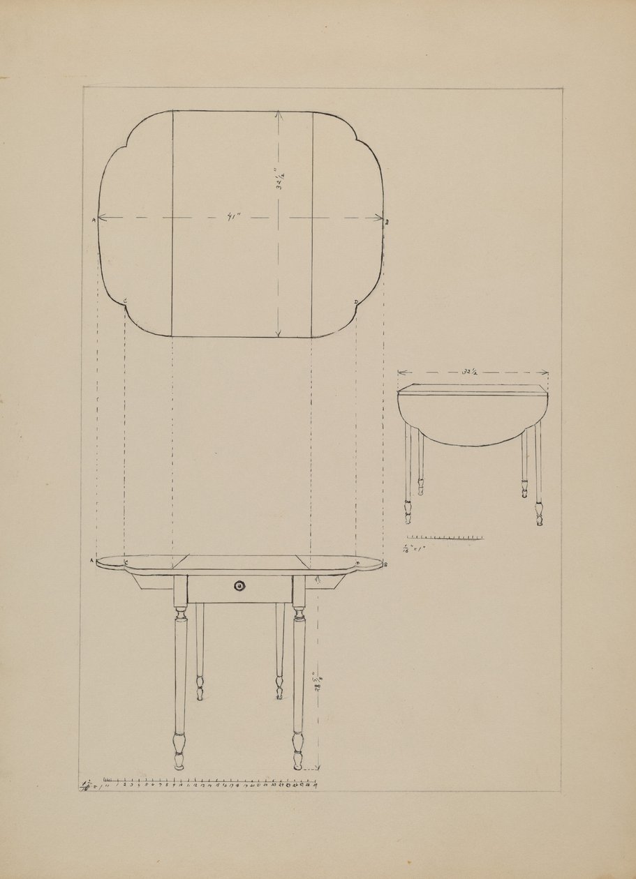 Ovalt Bord Drop Leaf af Edith Magnette