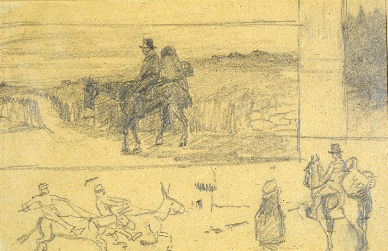 En irsk vogn (blyant på papir) af Edith Oenone Anna Somerville