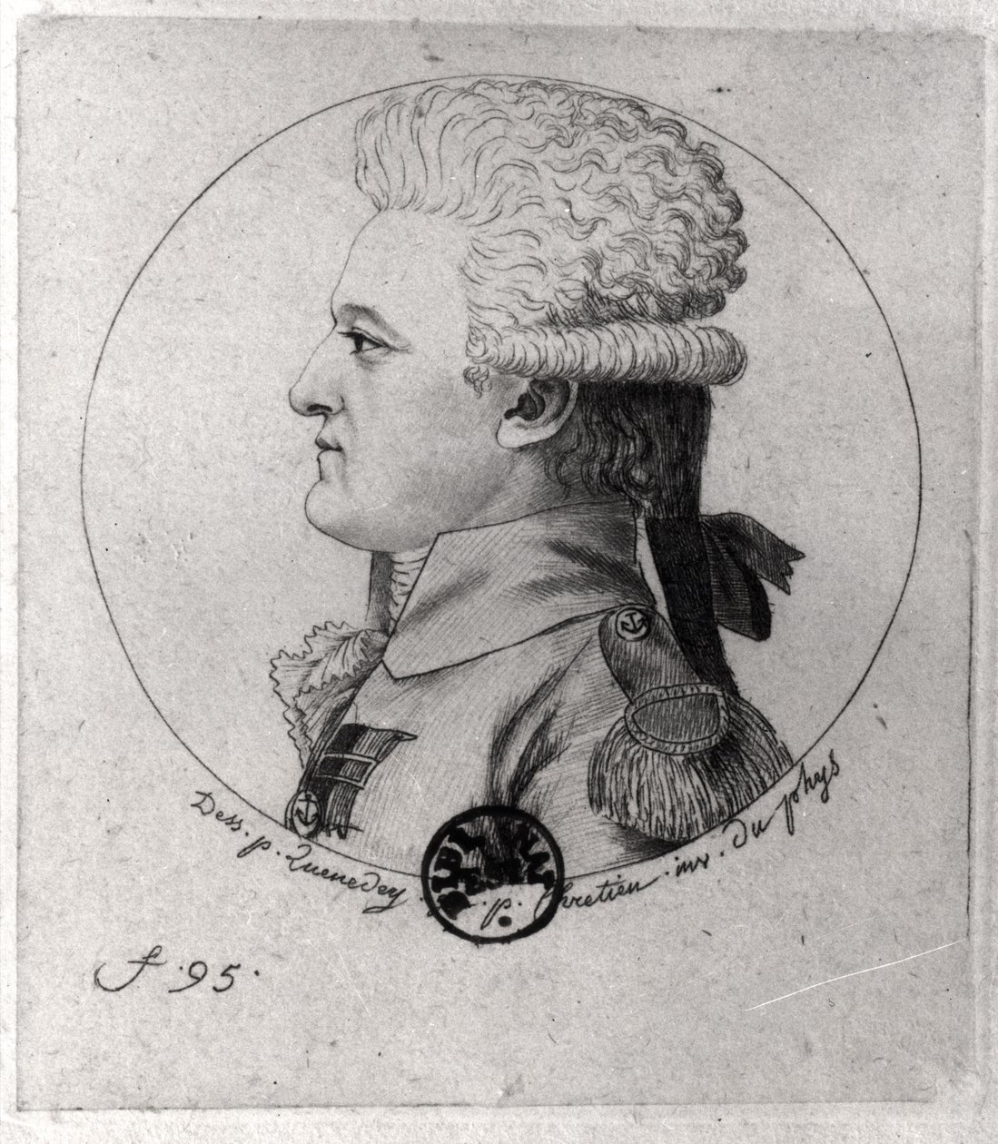 Portræt af Pierre Charles de Villeneuve (1763-1806), graveret af Gilles Louis Chretien (1754-1811) af Edme Quenedey