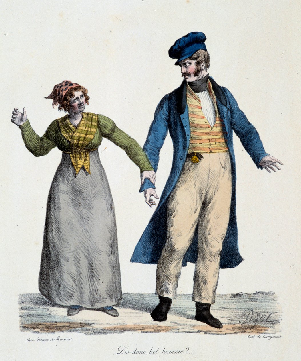 Prostitution: "" Sig så smuk mand"" - Populære scener af Edme Jean Pigal (1798-1872), lithogaphy 1824 - Musee Dobree, Nantes af Edme Jean (after) Pigal