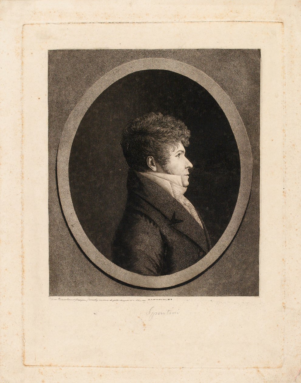 Portræt af dirigenten og komponisten Gaspare Spontini 1774-1851. af Edme Quenedey