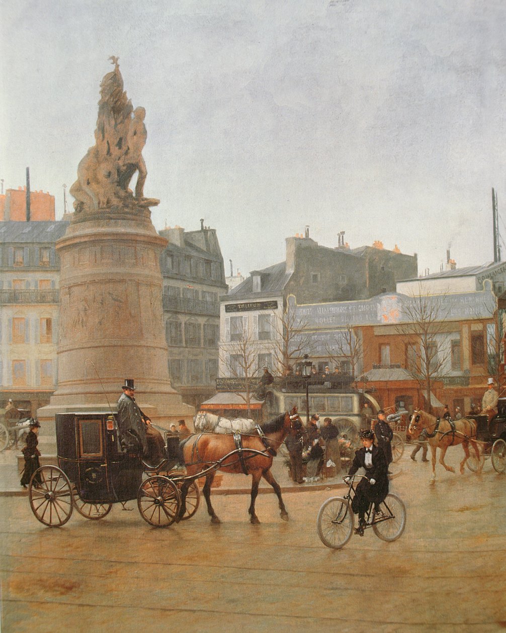 La Place Clichy, Paris, 1896 olie på lærred detalje af 27890 af Edmond Georges Grandjean