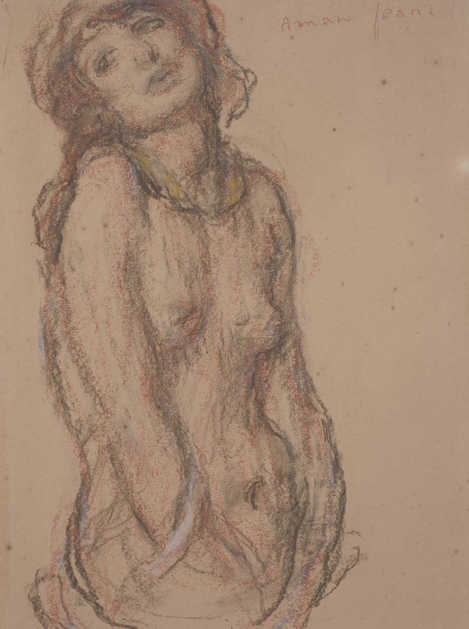 Nøgen (farveblyant på papir) af Edmond François Aman Jean