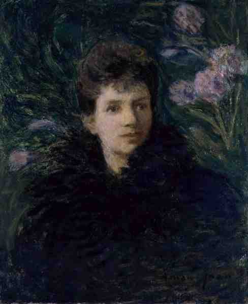 Ung kvinde med violer, ca. 1910 (olie på lærred) af Edmond François Aman Jean