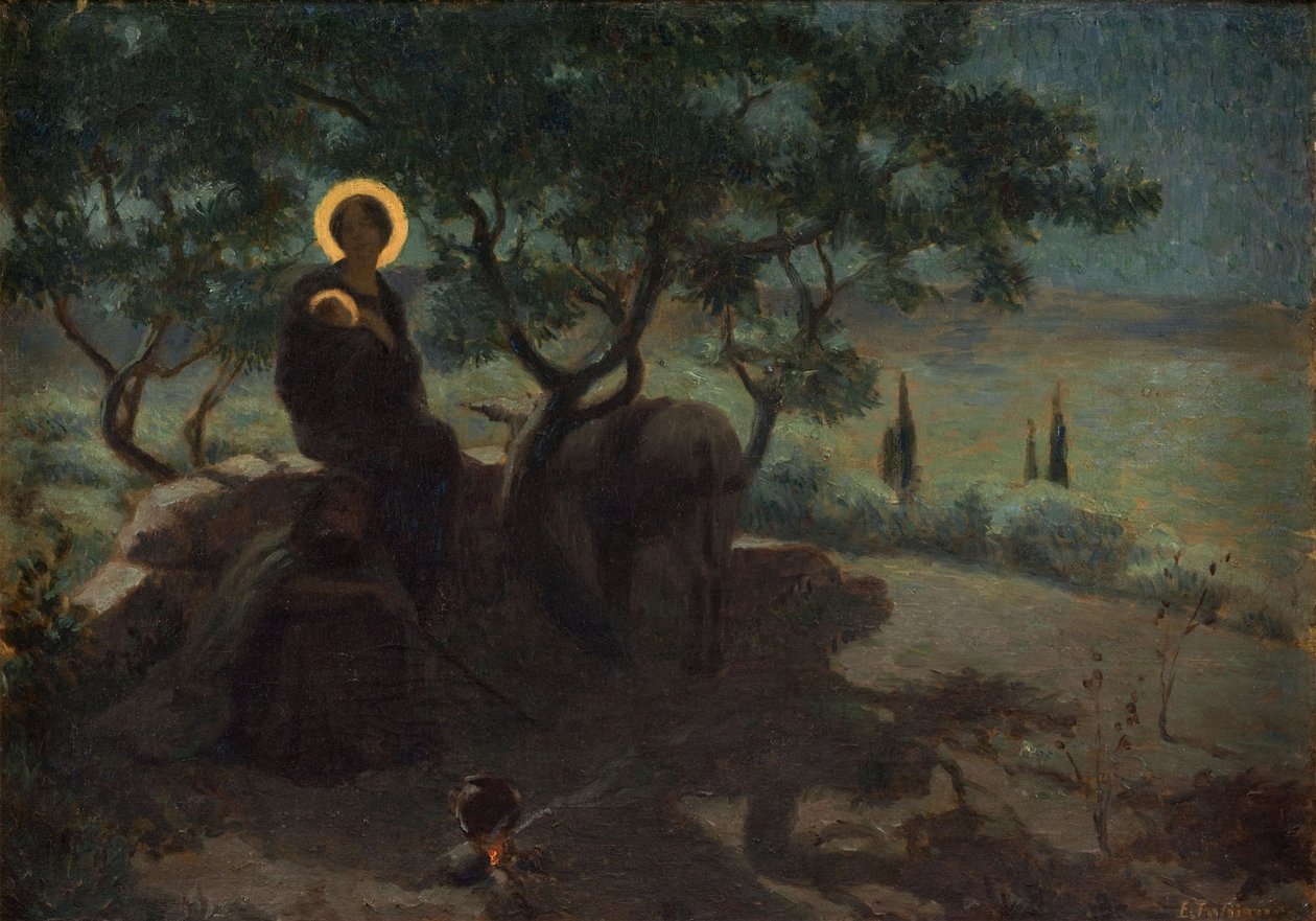 Flugt til Egypten, ca. 1915 (olie på lærred) af Edmond (1861 1943) Tapissier