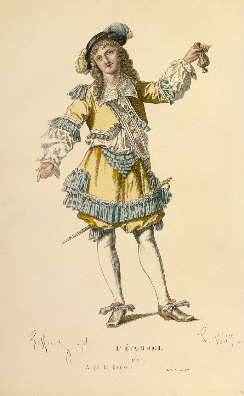 Kostume til rollen som Lelie, ca. 1868 (kobberstik) af Edmond Aime Florentin Geffroy