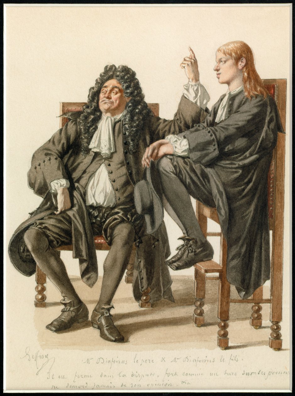 Portræt af Monsieur Diafoirus pere et fils, ca. 1870 (akvarel) af Edmond Aime Florentin Geffroy