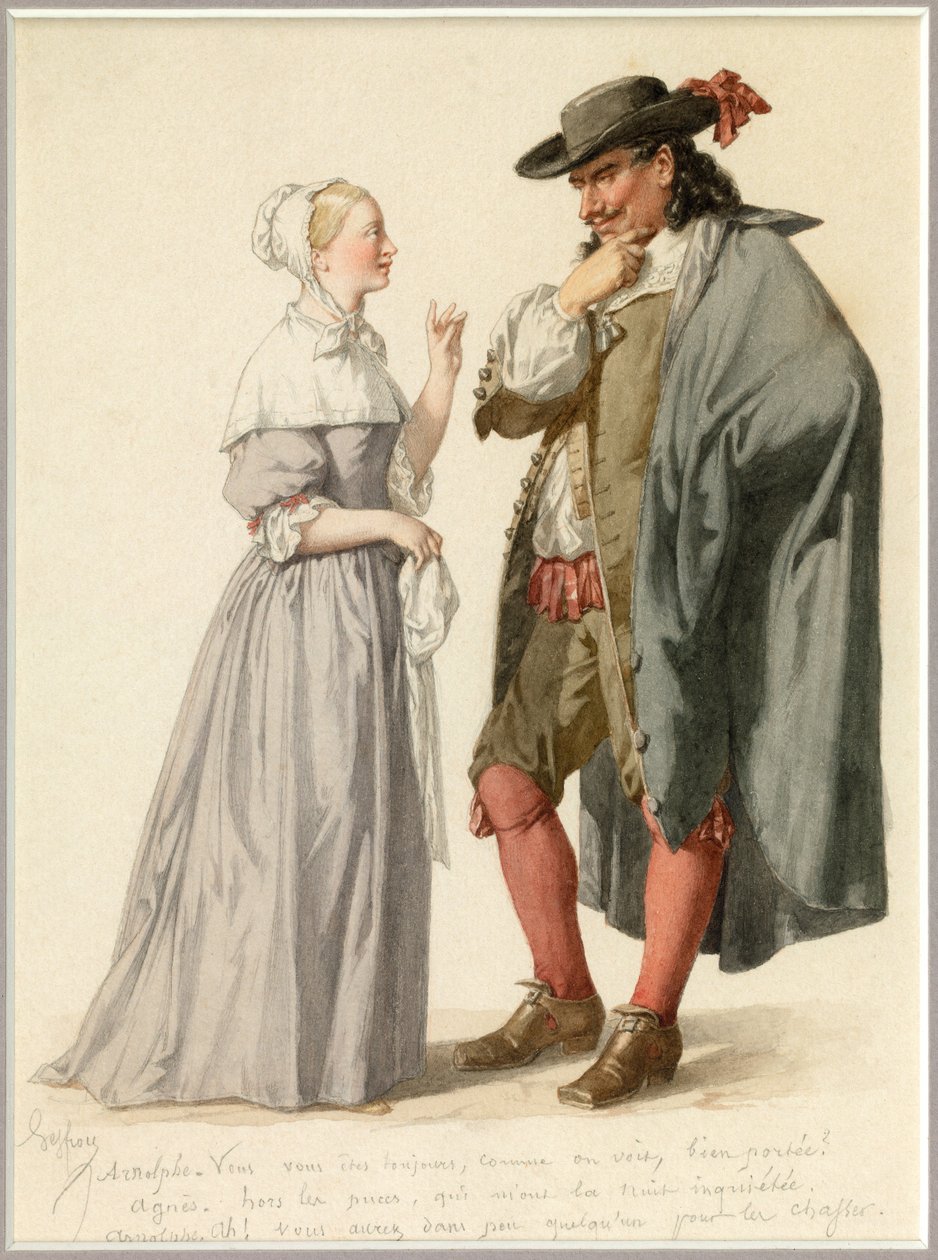 Portræt af Agnes og Arnolphe, ca. 1870 (akvarel) af Edmond Aime Florentin Geffroy