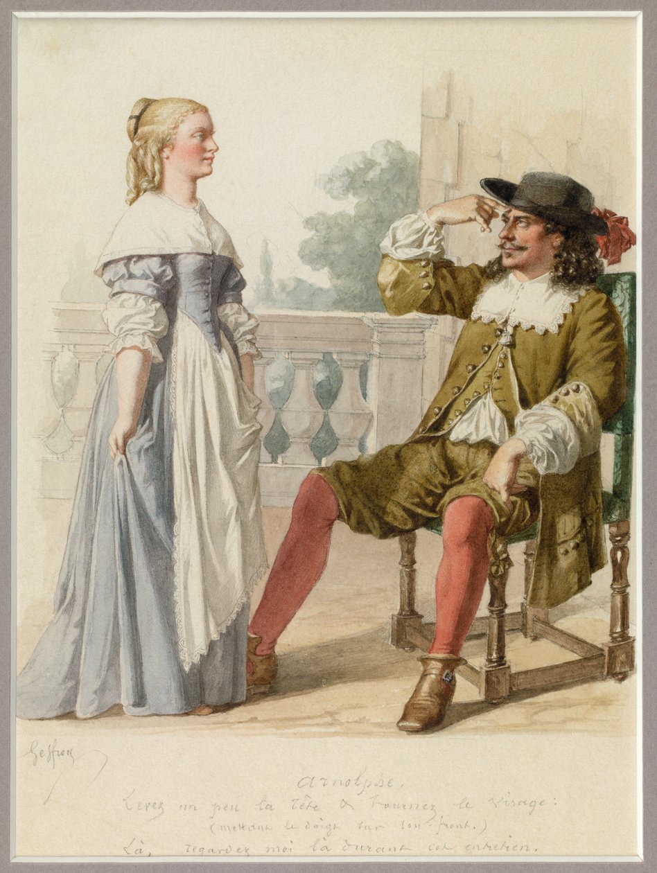 Portræt af Agnes og Arnolphe, ca. 1870 (akvarel) af Edmond Aime Florentin Geffroy