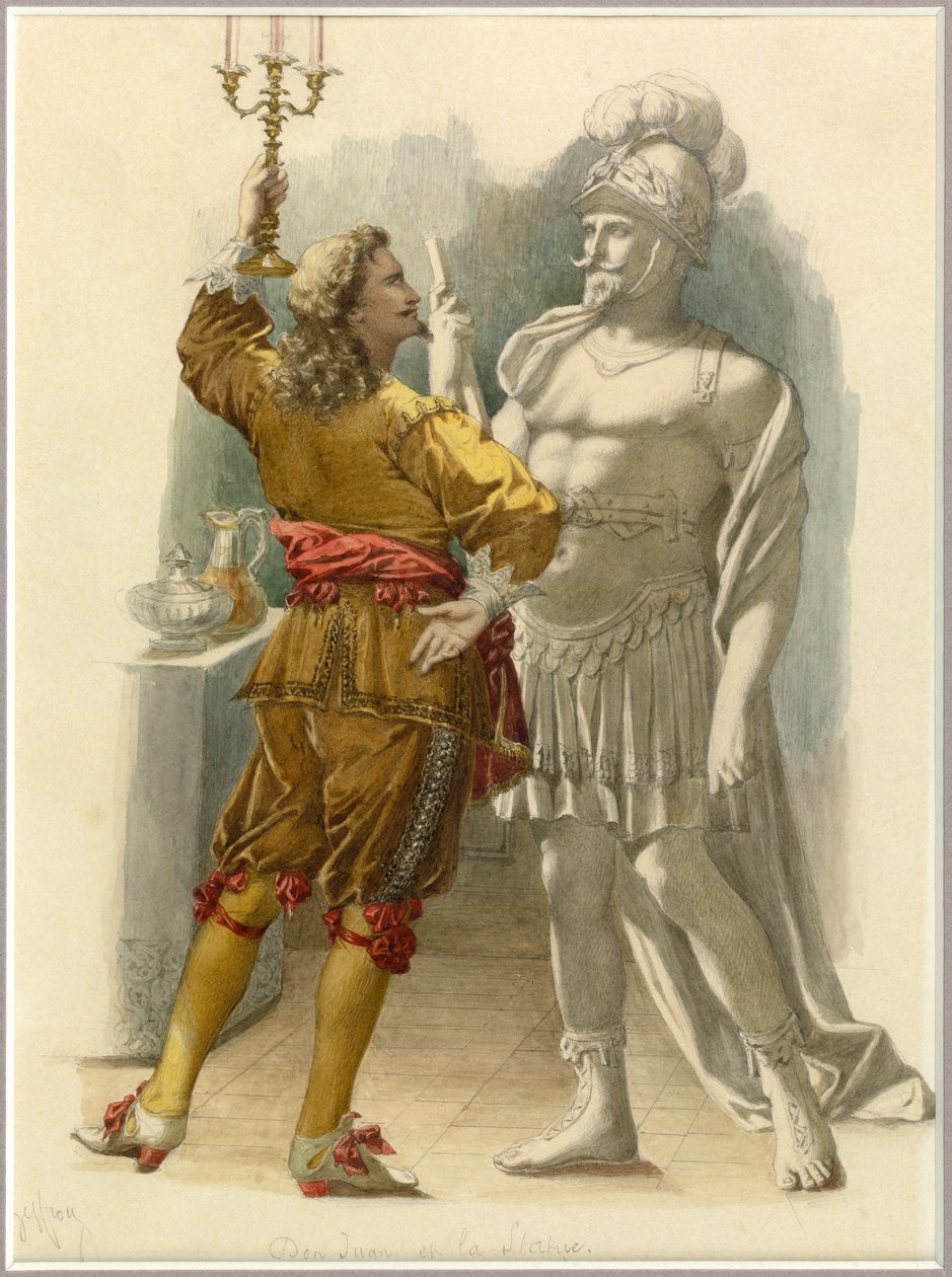 Portræt af Dom Juan og statuen, ca. 1870 (akvarel) af Edmond Aime Florentin Geffroy