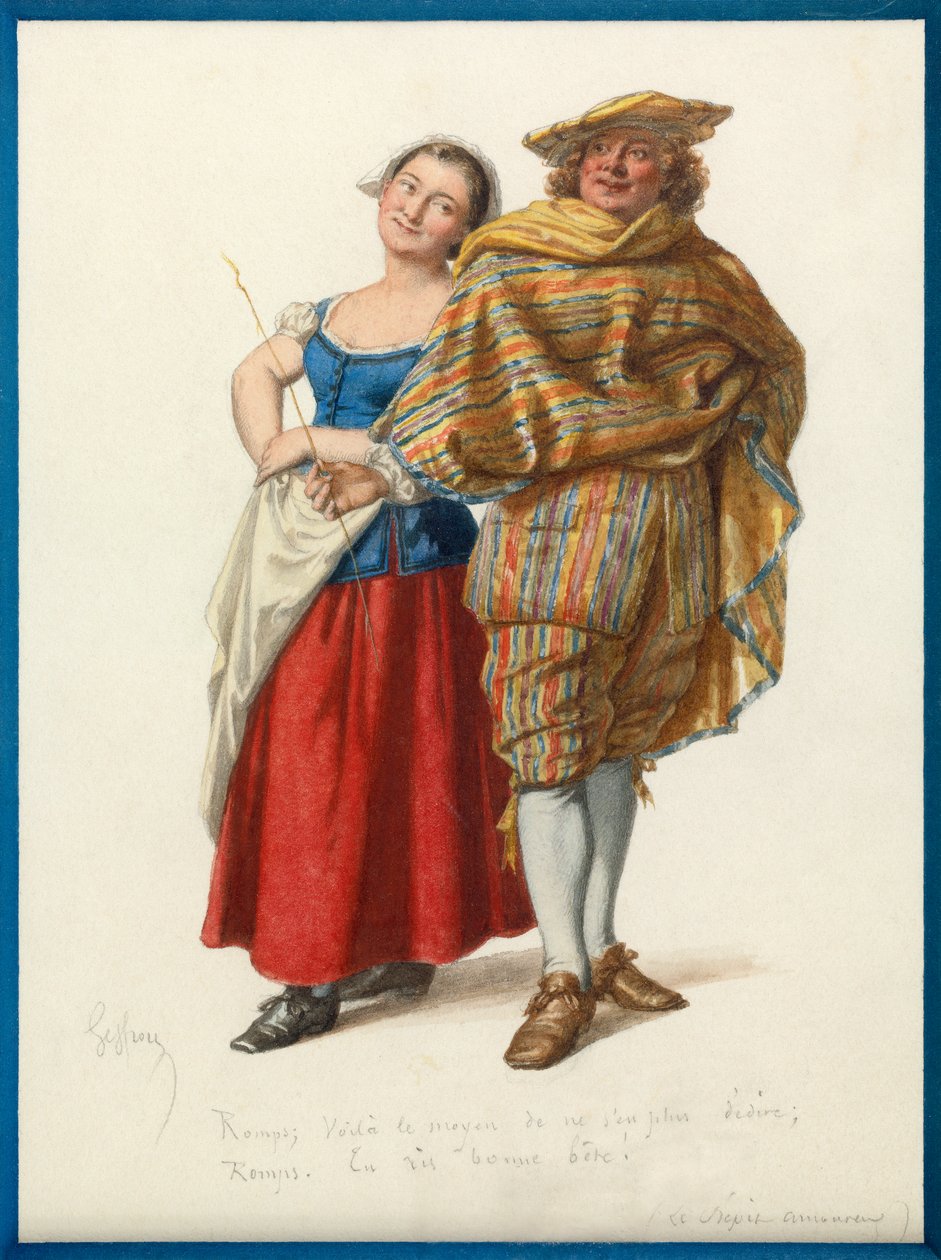 Portræt af Marinette og Fat Rene, ca. 1870 (akvarel) af Edmond Aime Florentin Geffroy