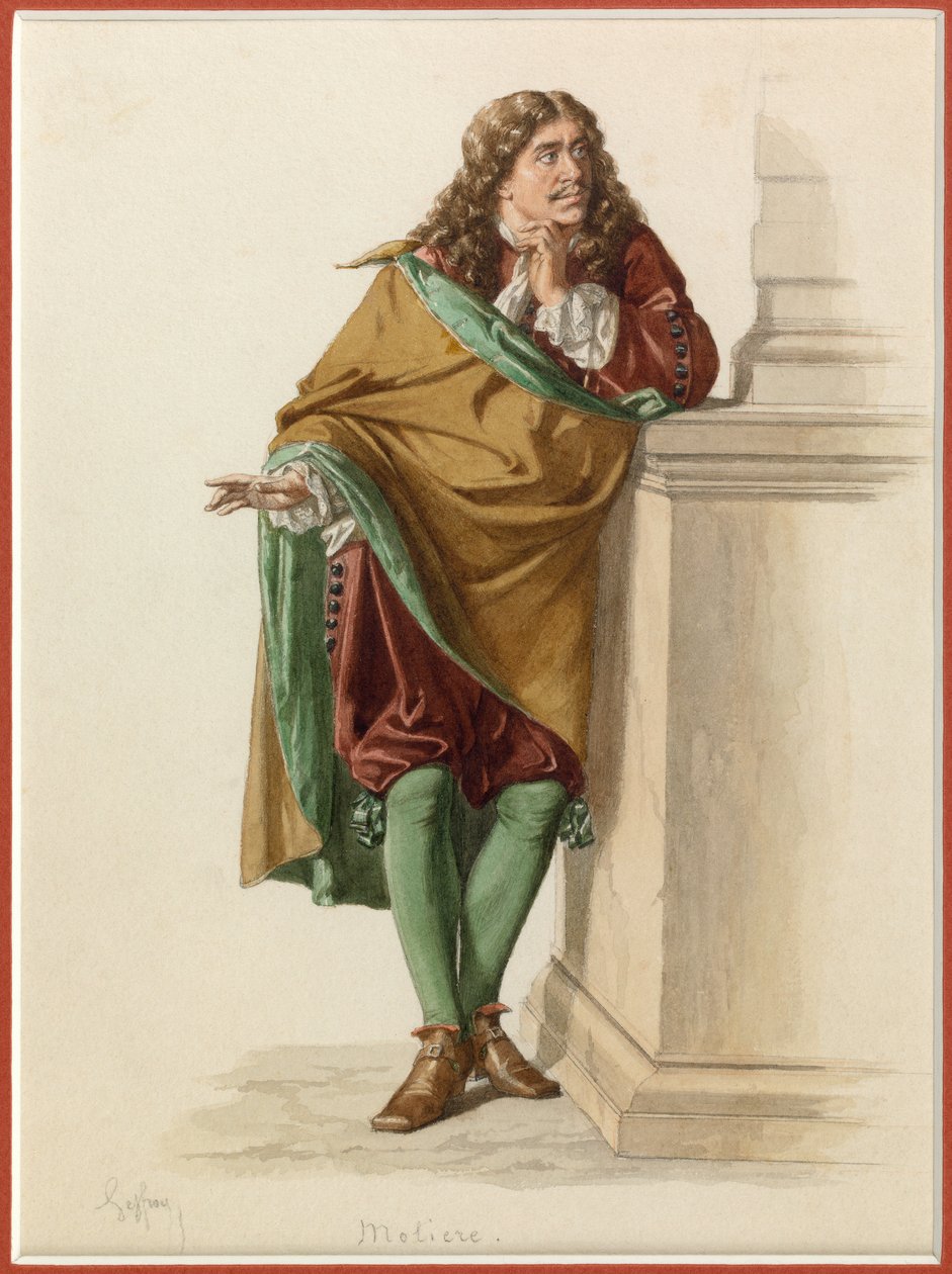 Portræt af Moliere, ca. 1870 (akvarel) af Edmond Aime Florentin Geffroy