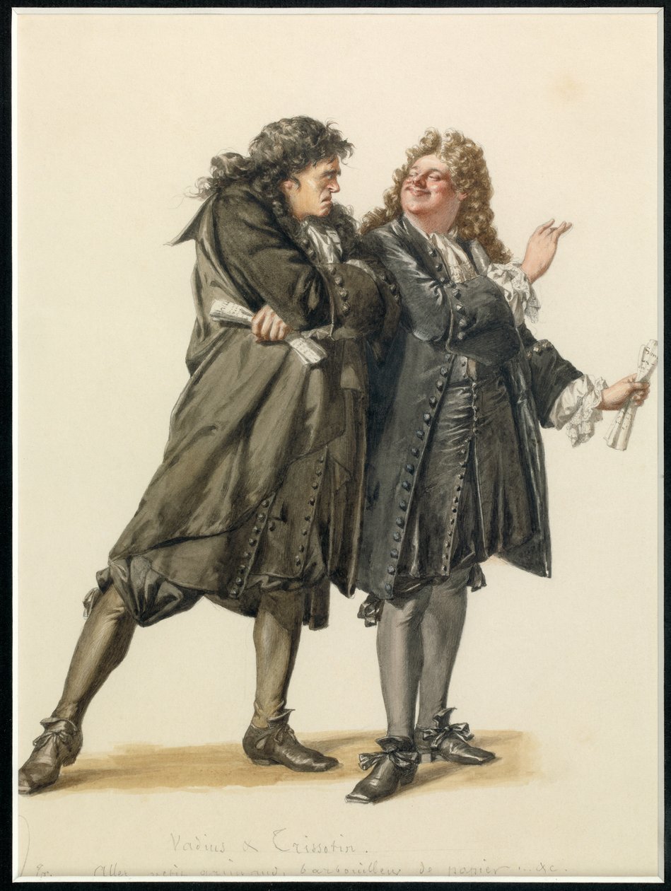 Portræt af Vadius og Trissotin, ca. 1870 (akvarel) af Edmond Aime Florentin Geffroy