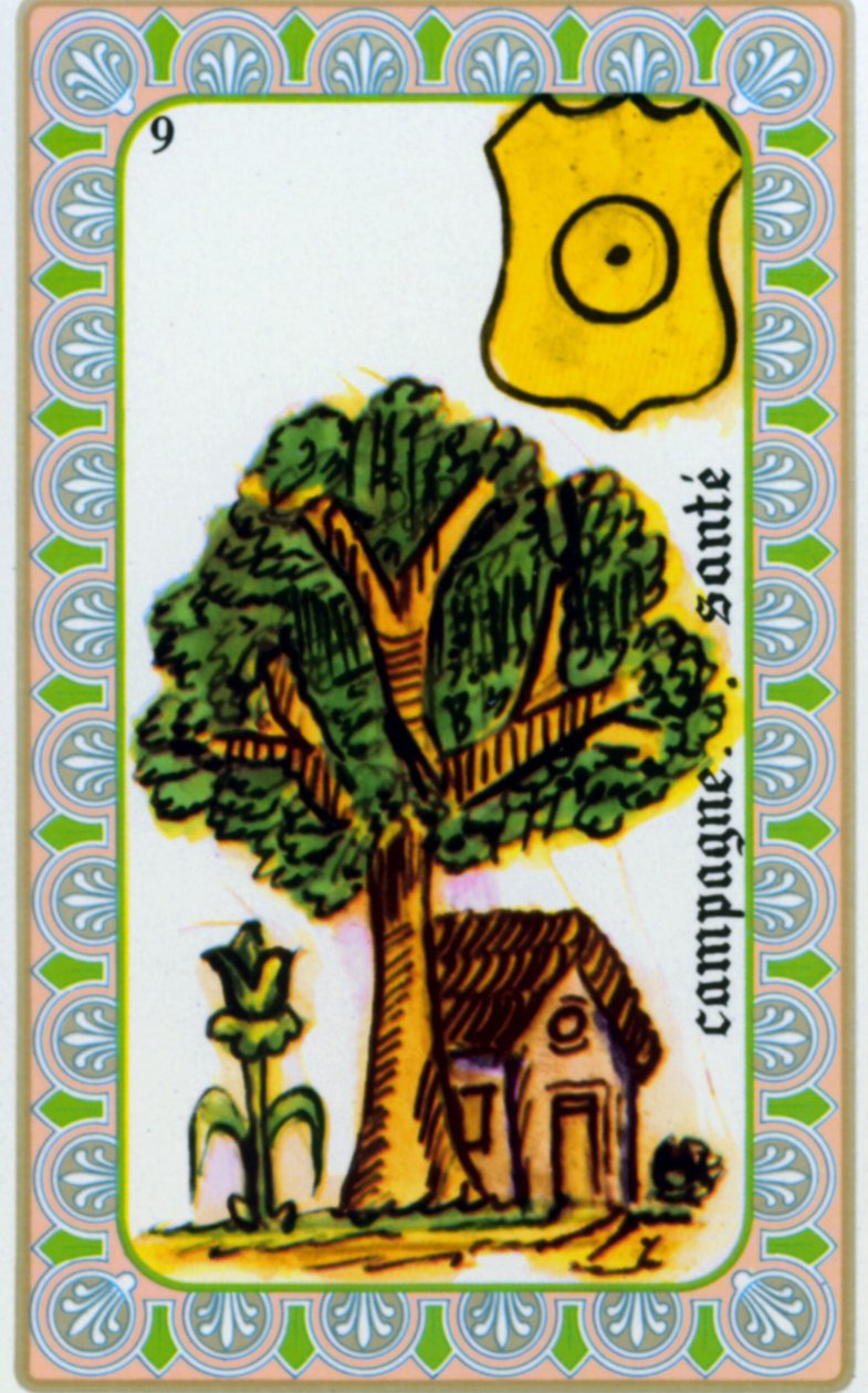 tarot af magus Belline tegnet af Edmond Billaudot ca. 1845 og givet til clairvoyant Belline til genudstedelse: kort over landets sundhed af Edmond Billaudot