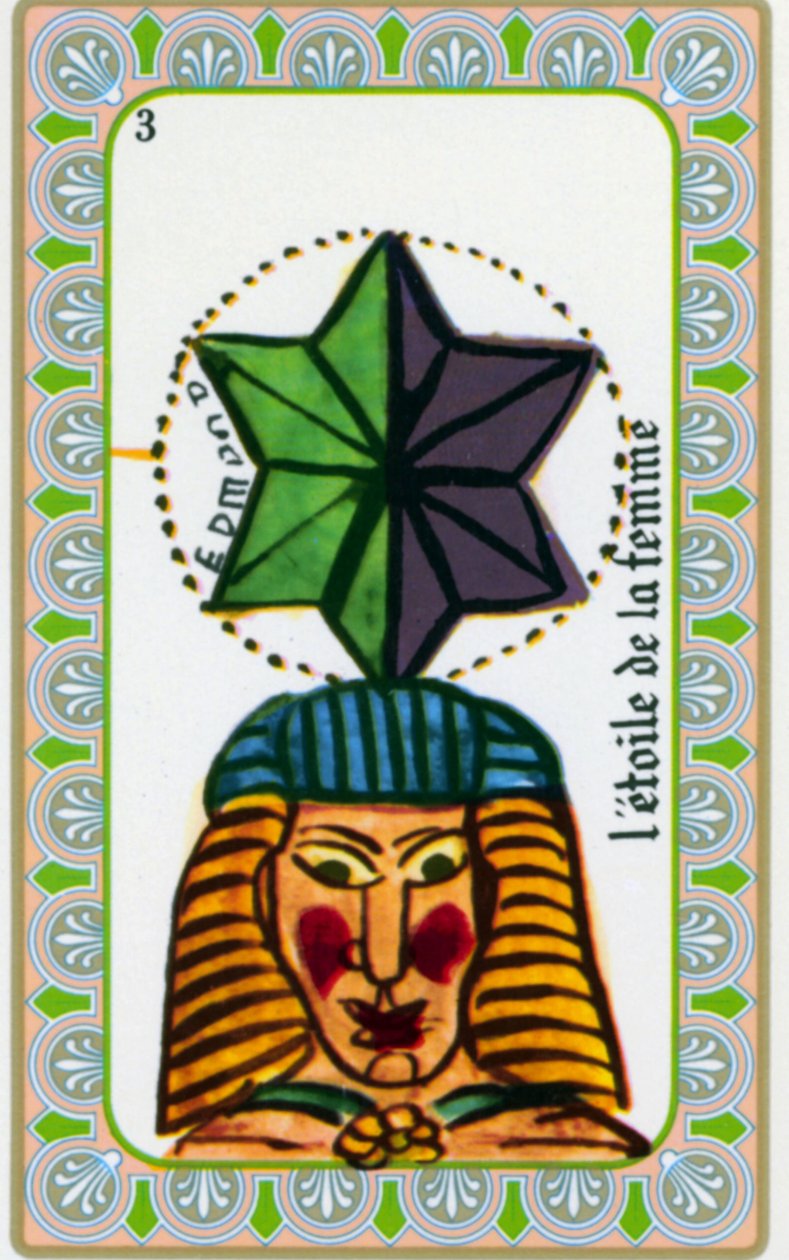 Magus tarot Belline piirtänyt Edmond Billaudot c. 1845 ja annettu selvänäkijä Bellinelle uudelleen julkaistavaksi: naisen tähden kortti af Edmond Billaudot