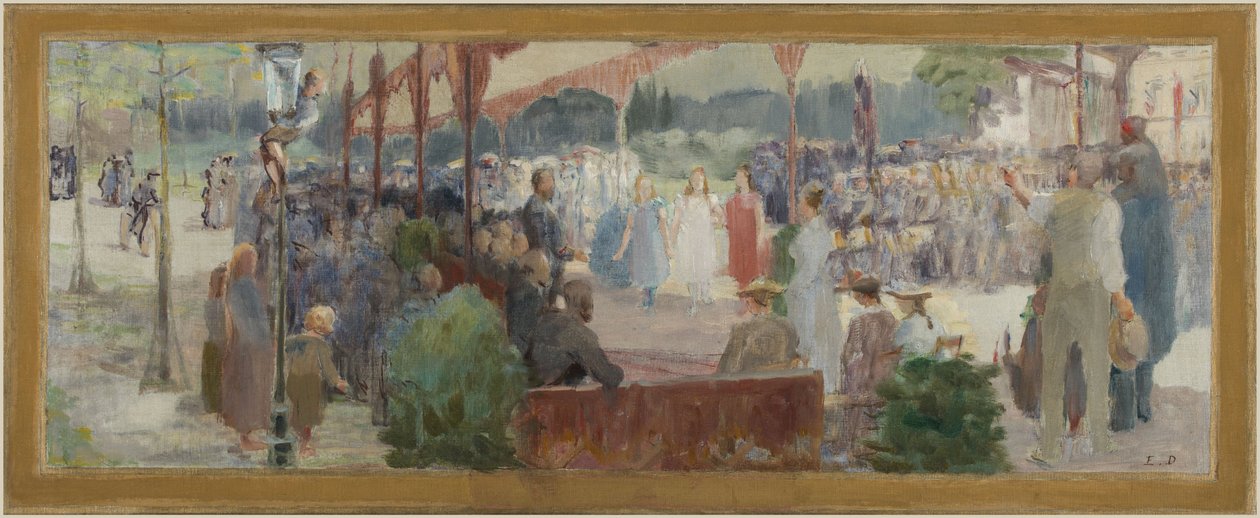 Skitse til forsamlingshuset i Maisons-Alfort: Hommage au mérite, mellem 1893 og 1895 (olie på lærred) af Edmond Debon