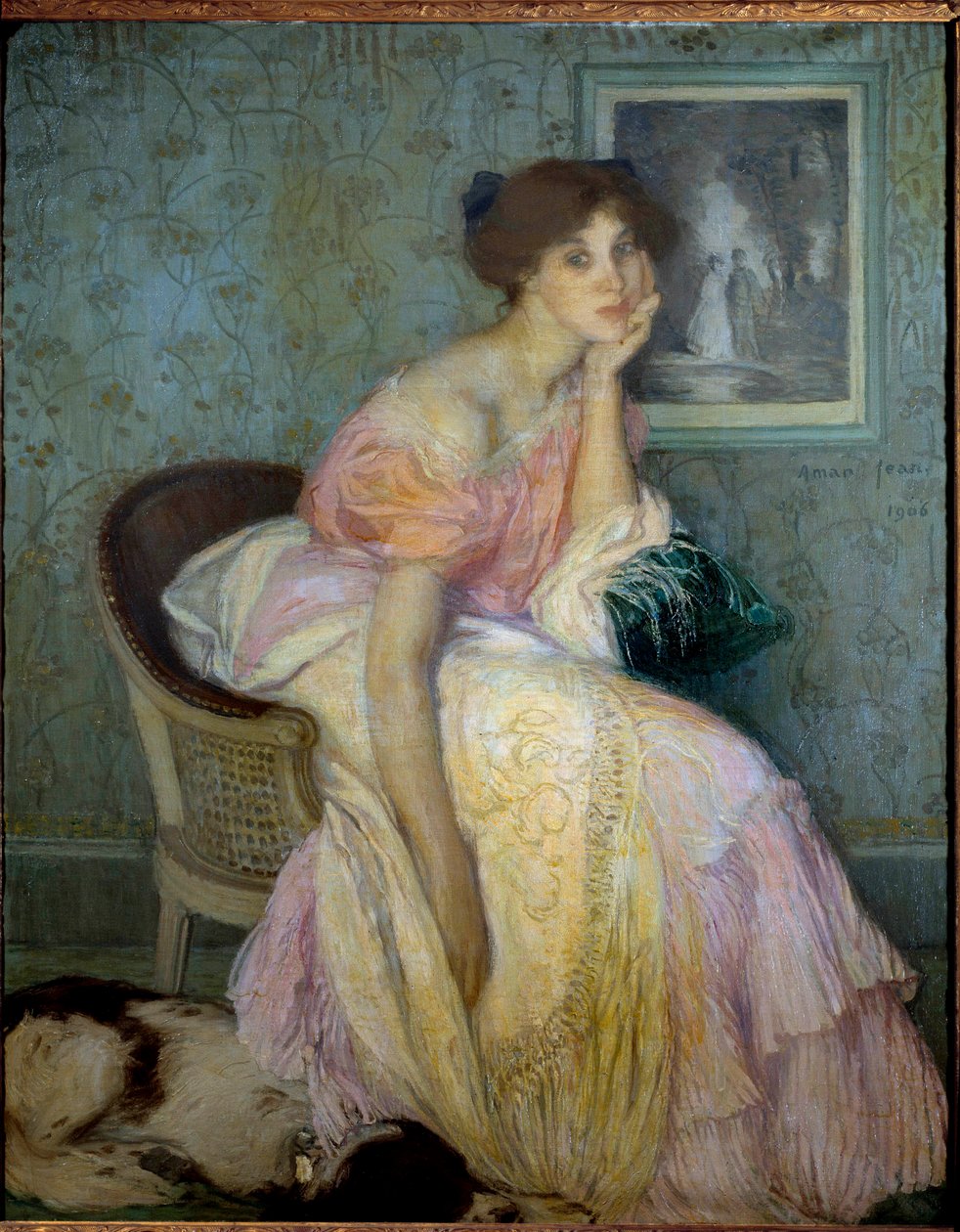 Portræt af Miss Ella Carmichael, guvernante for børn af kunstneren Maleri af Edmond Francois Aman Jean (Aman-Jean, Amand Jean, Aman-Jean af Edmond François Aman Jean