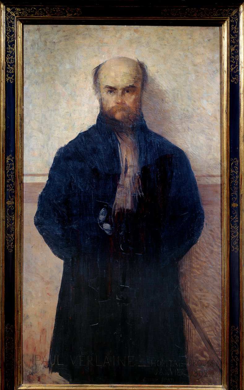 Portræt af Paul Verlaine (1844 - 1896) fransk digter og forfatter. Maleri af Edmond Francois Aman Jean (Aman-Jean, Amand Jean, Aman-Jean af Edmond François Aman Jean