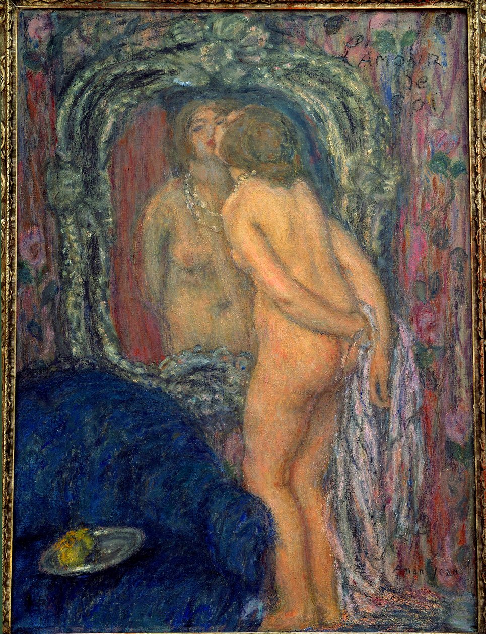 Selvkærlighed. Maleri af Edmond Francois Aman Jean (Aman-Jean, Amand Jean, Aman-Jean af Edmond François Aman Jean