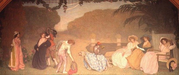 Unge piger ser et friluftsteater af Edmond François Aman Jean