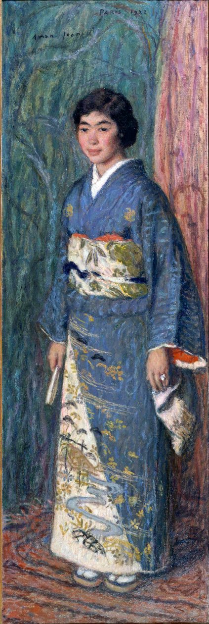 Portræt af en japansk kvinde i en kimono eller Madame Kuroki af Edmond François Aman Jean