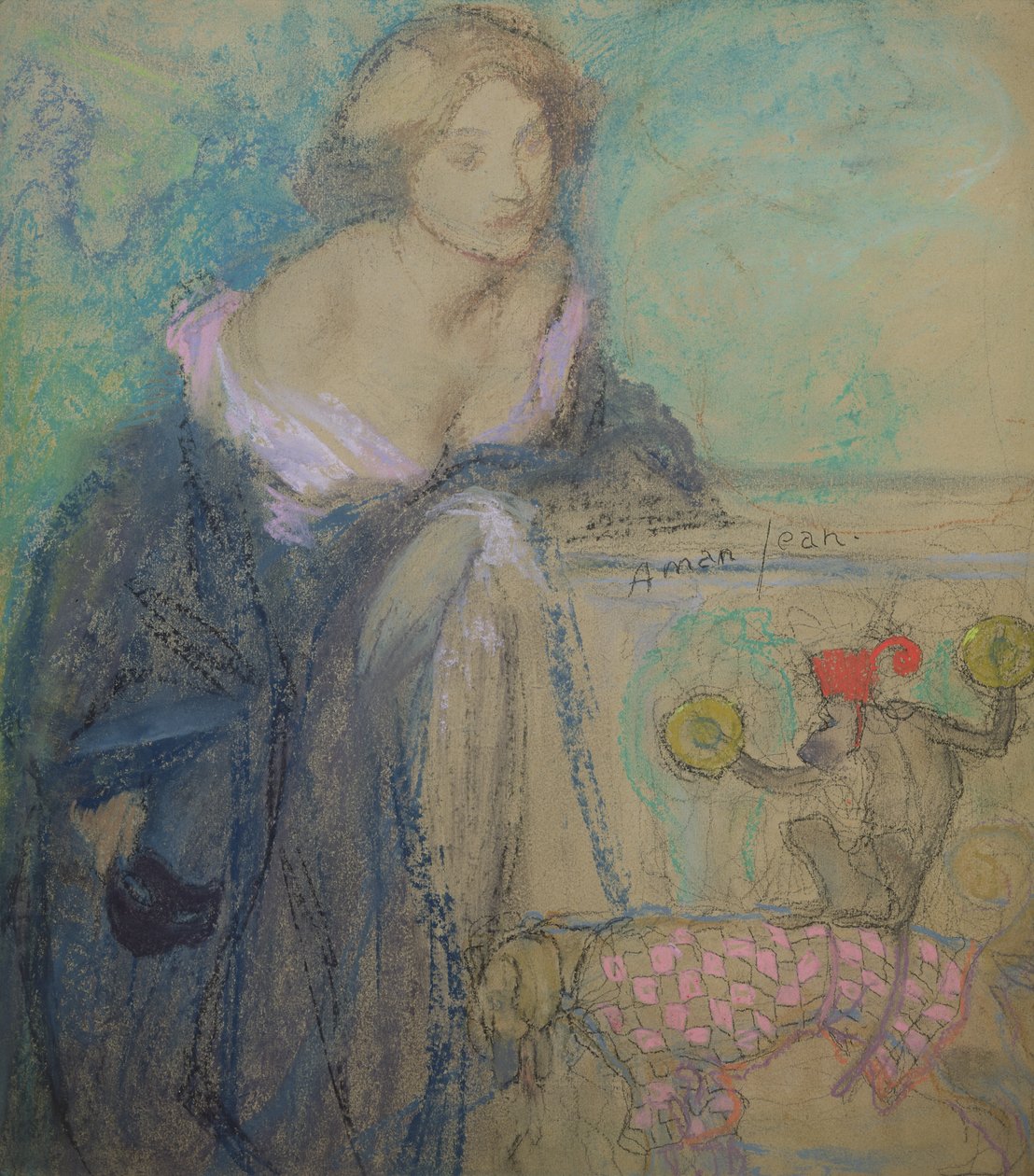Kvinde med masken, 1911 (pastel på papir) af Edmond François Aman Jean