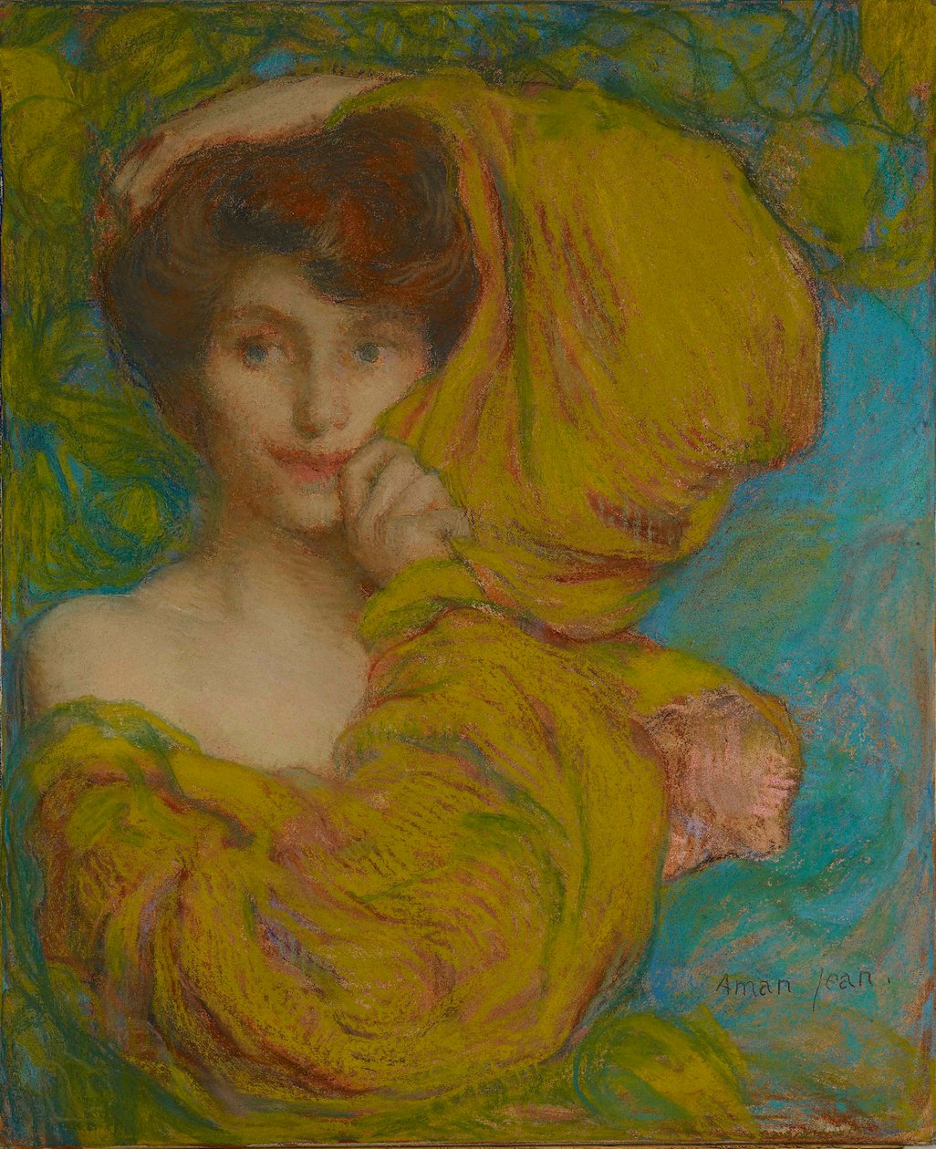 Ung kvinde med gult tørklæde, ca. 1900. af Edmond François Aman Jean