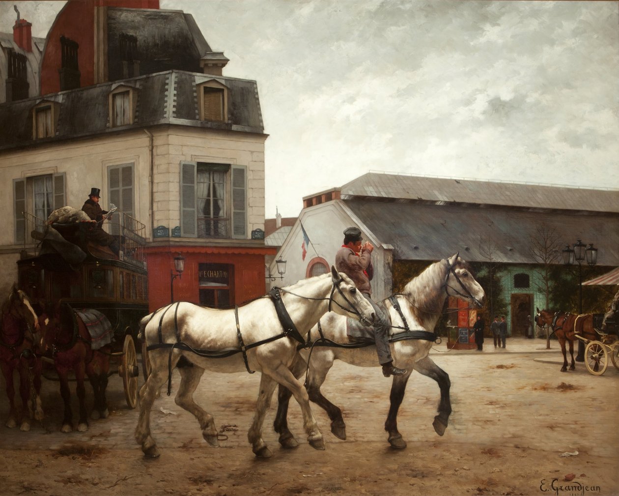 Et busstoppested på Place de Passy af Edmond Georges Grandjean