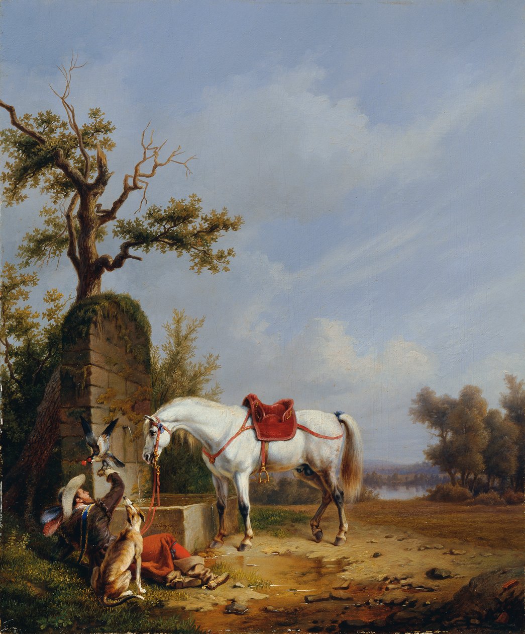 Tysk: Reiter mit Pferd Ridning med hest af Edmond Jean Baptiste Tschaggeny