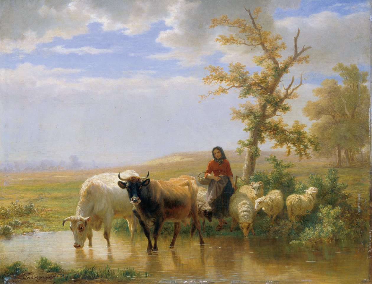 køer og får af Edmond Jean Baptiste Tschaggeny