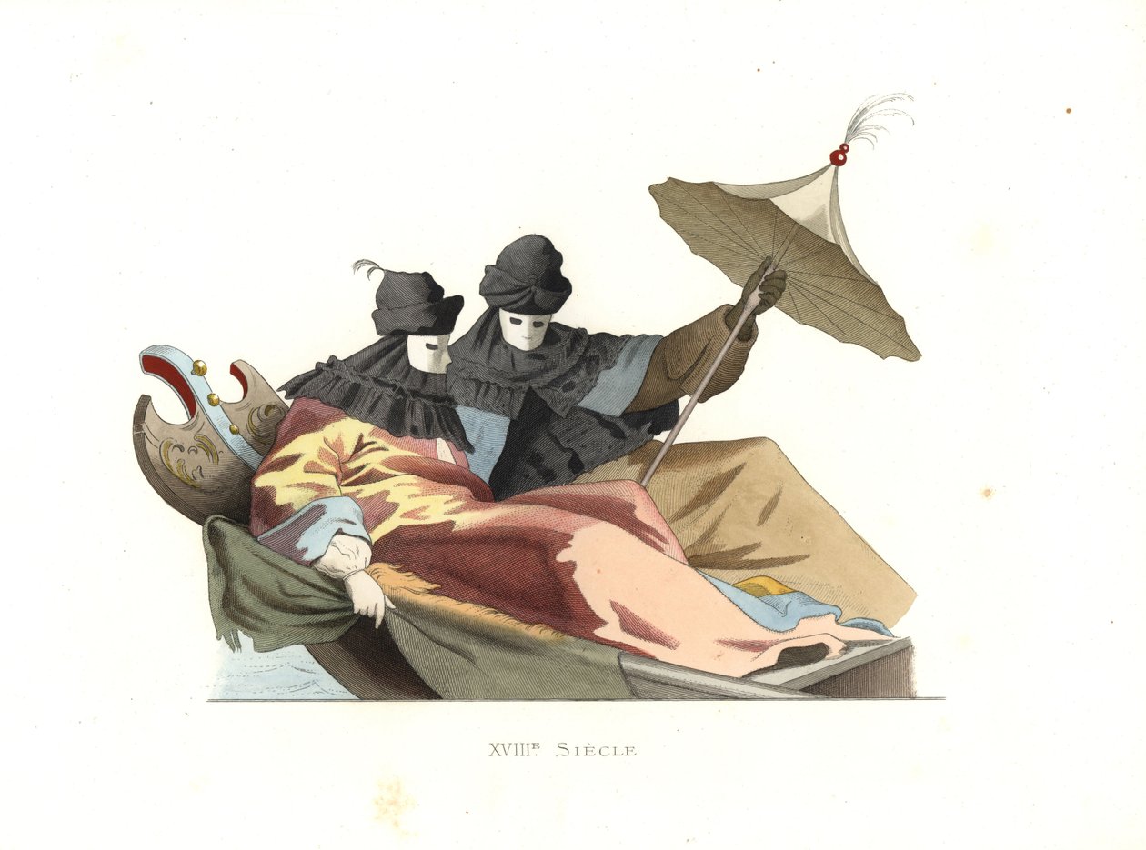 Venetianere iført bauta-masker af Edmond Lechevallier Chevignard
