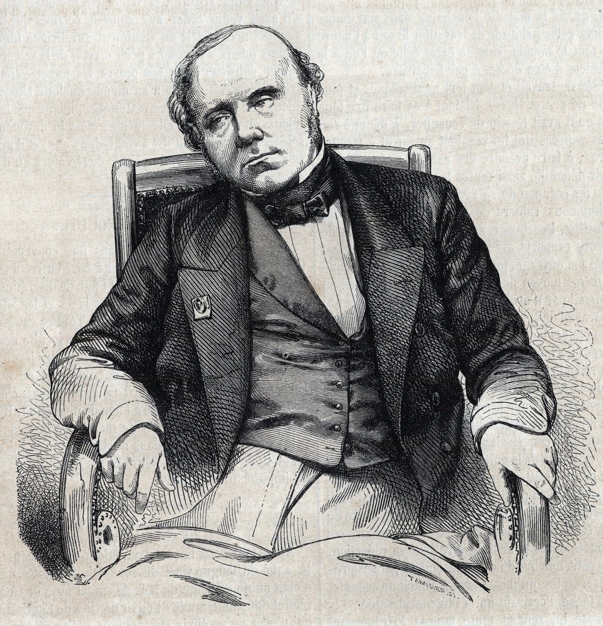 Portræt af Augustin Thierry (1795-1856), fransk historiker. Gravering af Chevignard i "" Le Magasin Picturesque"" af Edmond Lechevallier Chevignard