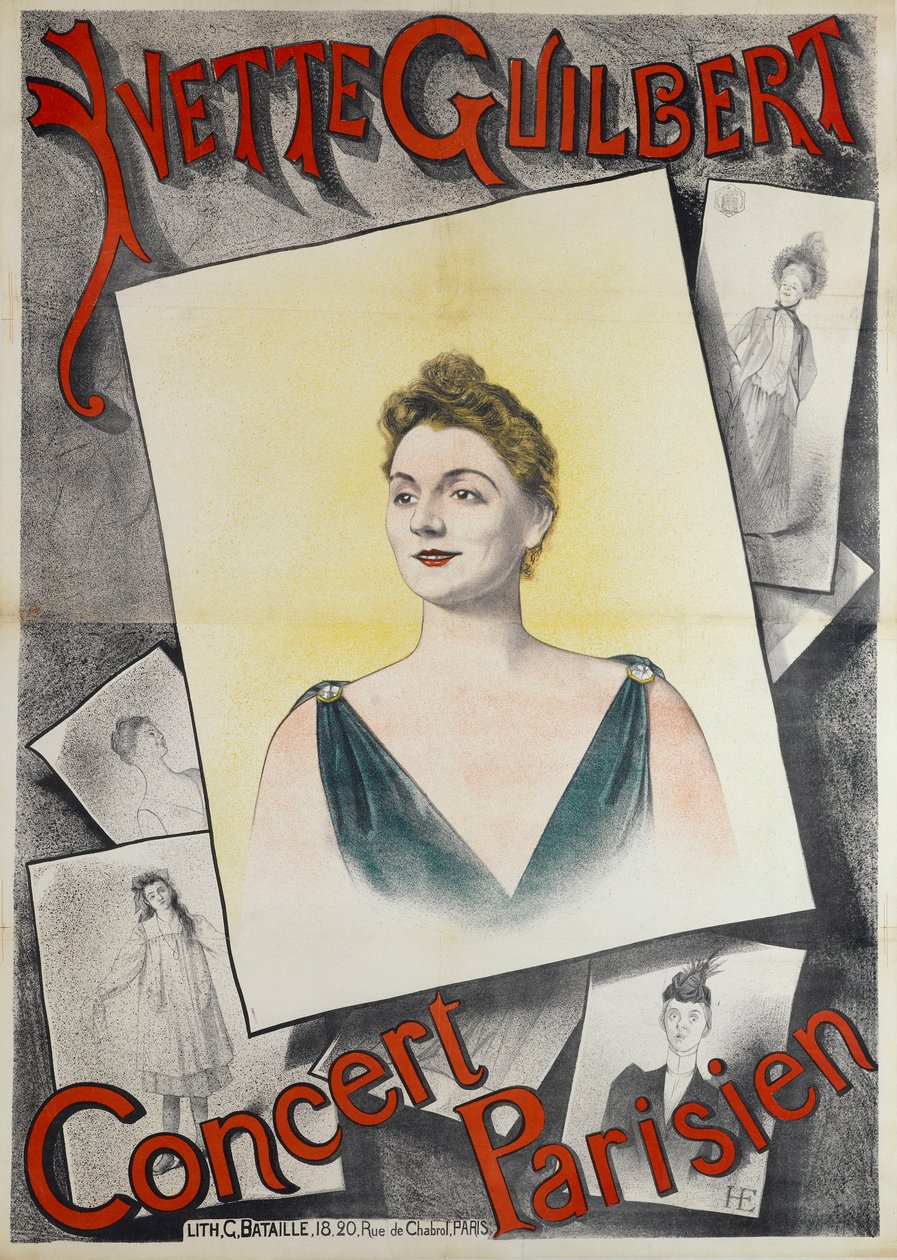 Yvette Guilbert Pariserkoncert, 1890. af Edmond Marie Höner