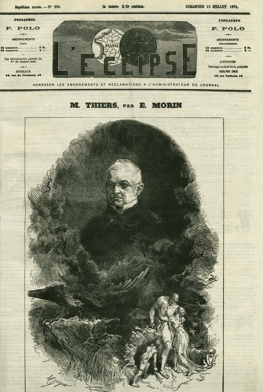 Portræt af Adolphe Thiers (1797-1877), fransk politiker. Cover i "" L