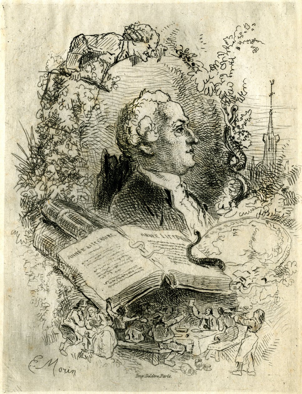 Portræt af Elie Catherine Freron (1718 -1776) af Edmond Morin