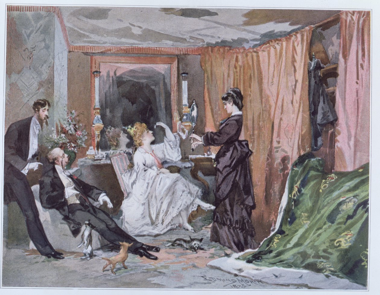 Hortense Schneiders (1833-1920) omklædningsrum på Theatre des Varietes, 1873 af Edmond Morin