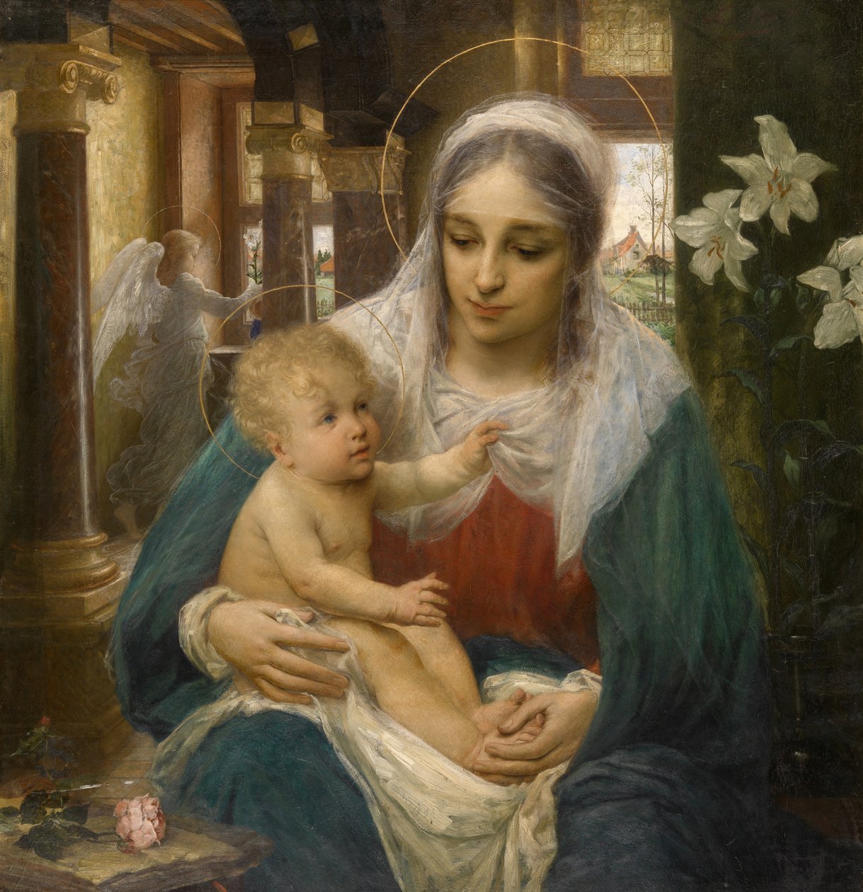 Mater Purissima (olie på panel) af Edmond Theodor van Hove